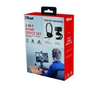Pack 2 en 1 trust doba home office set webcam + auriculares con micrófono