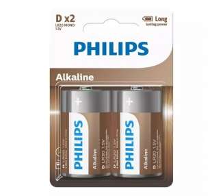 Pack de 2 pilas d philips lr20a2b/10/ 1.5v/ alcalinas
