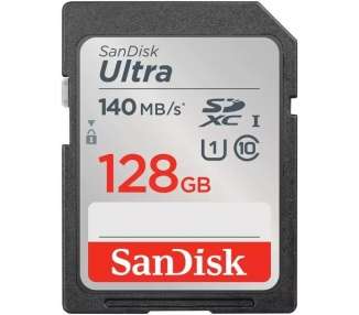 Tarjeta de memoria sandisk ultra 128gb sd hc uhs-i - sdxc/ clase 10/ 140mbs