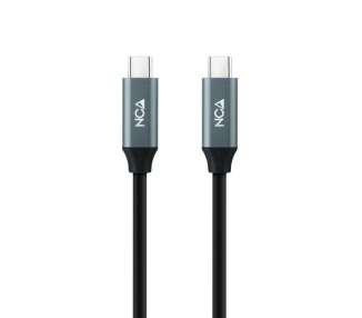 Cable usb 3.2 nanocable 10.01.4302/ usb tipo-c macho - usb tipo-c macho/ 2m/ gris y negro