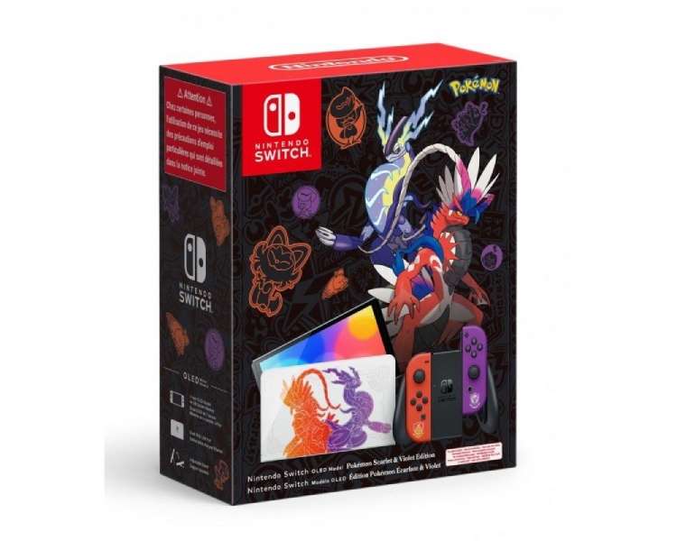 Nintendo switch versión oled edición limitada pokémon escarla - púrpura/ incluye base/ 2 mandos joy-con
