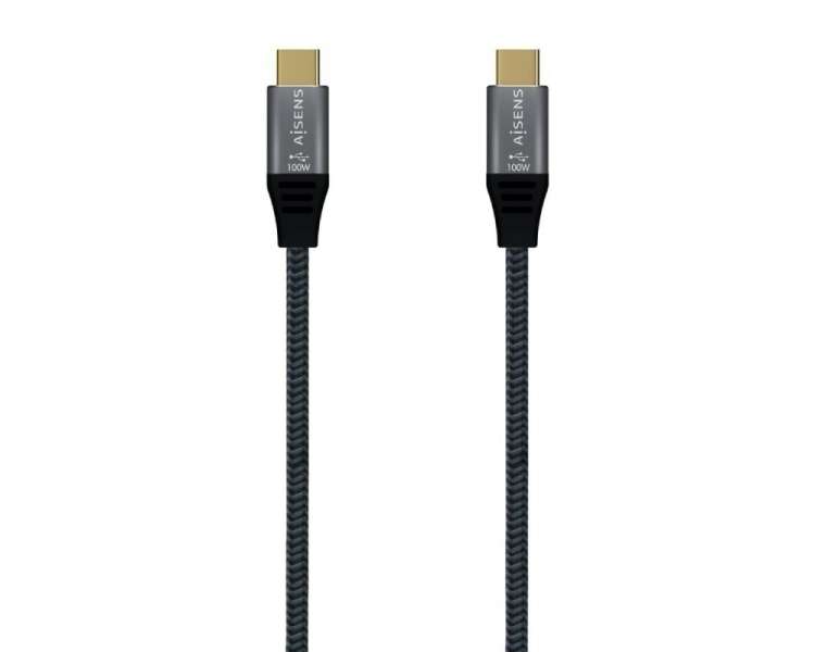 Cable usb 3.1 tipo-c aisens a107-0670 20gbps 100w/ usb tipo-c macho - usb tipo-c macho/ 0.6m/ gris