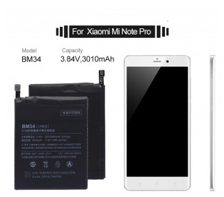 Bateria Interna Para Xiaomi Mi Note Pro, Mpn Original: Bm34