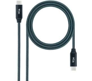 Cable usb 3.2 nanocable 10.01.4300-comb/ usb tipo-c macho - usb tipo-c macho/ 50cm/ gris y negro