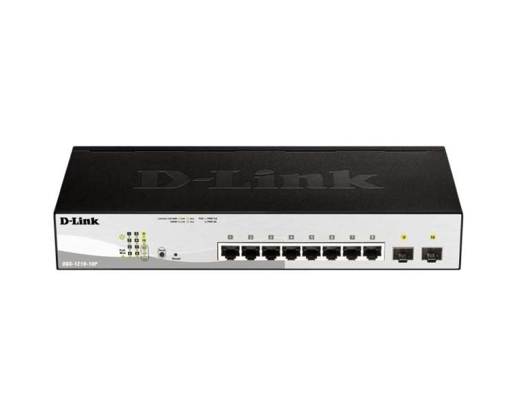 Switch d-link dgs-1210-10p 10 puertos/ rj-45 gigabit 10/100/1000 poe/ sfp