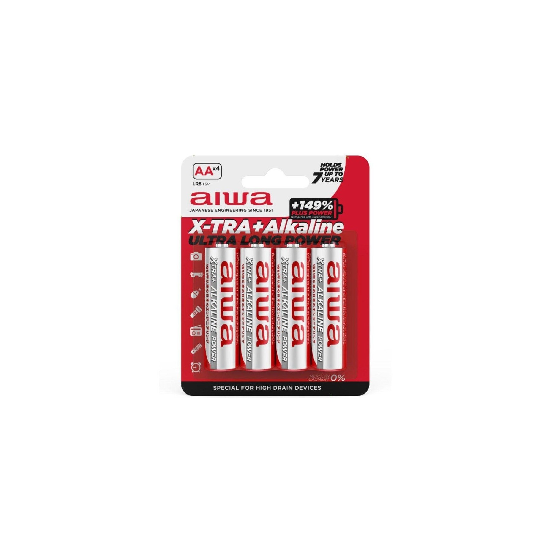 Pack de 4 pilas aa aiwa x-tra+alcaline lr6/ 1.5v/ alcalinas