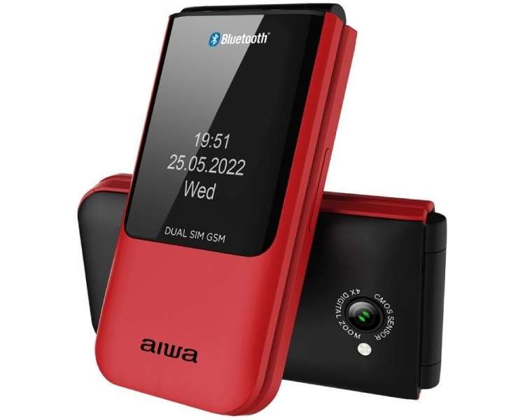 Teléfono móvil aiwa fp-24rd para personas mayores/ rojo