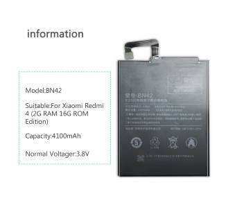 Bateria Interna Para Xiaomi Redmi 4, Mpn Original: Bn42
