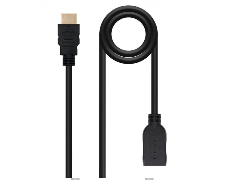 Cable alargador hdmi nanocable 10.15.1002/ hdmi macho - hdmi hembra/ 2m/ negro