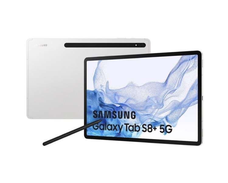 Tablet samsung galaxy tab s8+ 12.4'/ 8gb/ 128gb/ octacore/ 5g/ plata