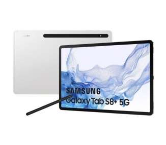 Tablet samsung galaxy tab s8+ 12.4'/ 8gb/ 256gb/ octacore/ 5g/ plata