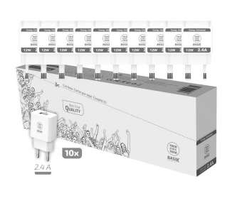 Pack 10 cargadores de pared tech one tech basik tec2954/ 1xusb/ 12w