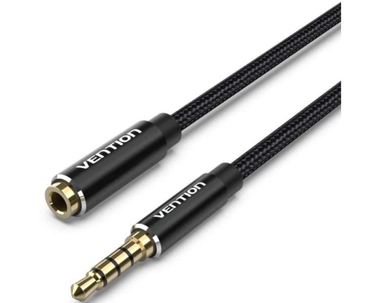 Cable estéreo vention bhcbh/ jack 3.5 macho - jack 3.5 hembra/ 2m/ negro