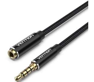 Cable estéreo vention bhcbi/ jack 3.5 macho - jack 3.5 hembra/ 3m/ negro