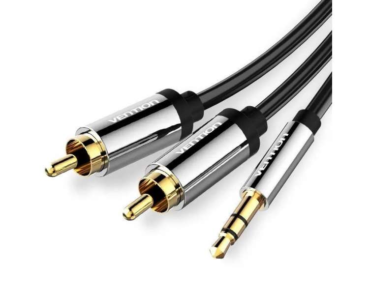 Cable estéreo vention bcfbf/ jack 3.5 macho - 2x rca macho/ 1m/ negro