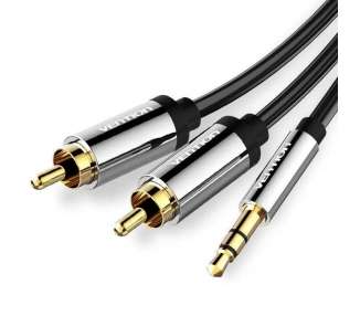 Cable estéreo vention bcfbh/ jack 3.5 macho - 2x rca macho/ 2m/ negro