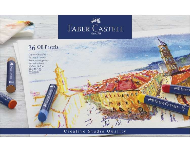 Faber-Castell, Crayones De Óleo Pastel Calidad De Estudio Caja De 36 (127036).