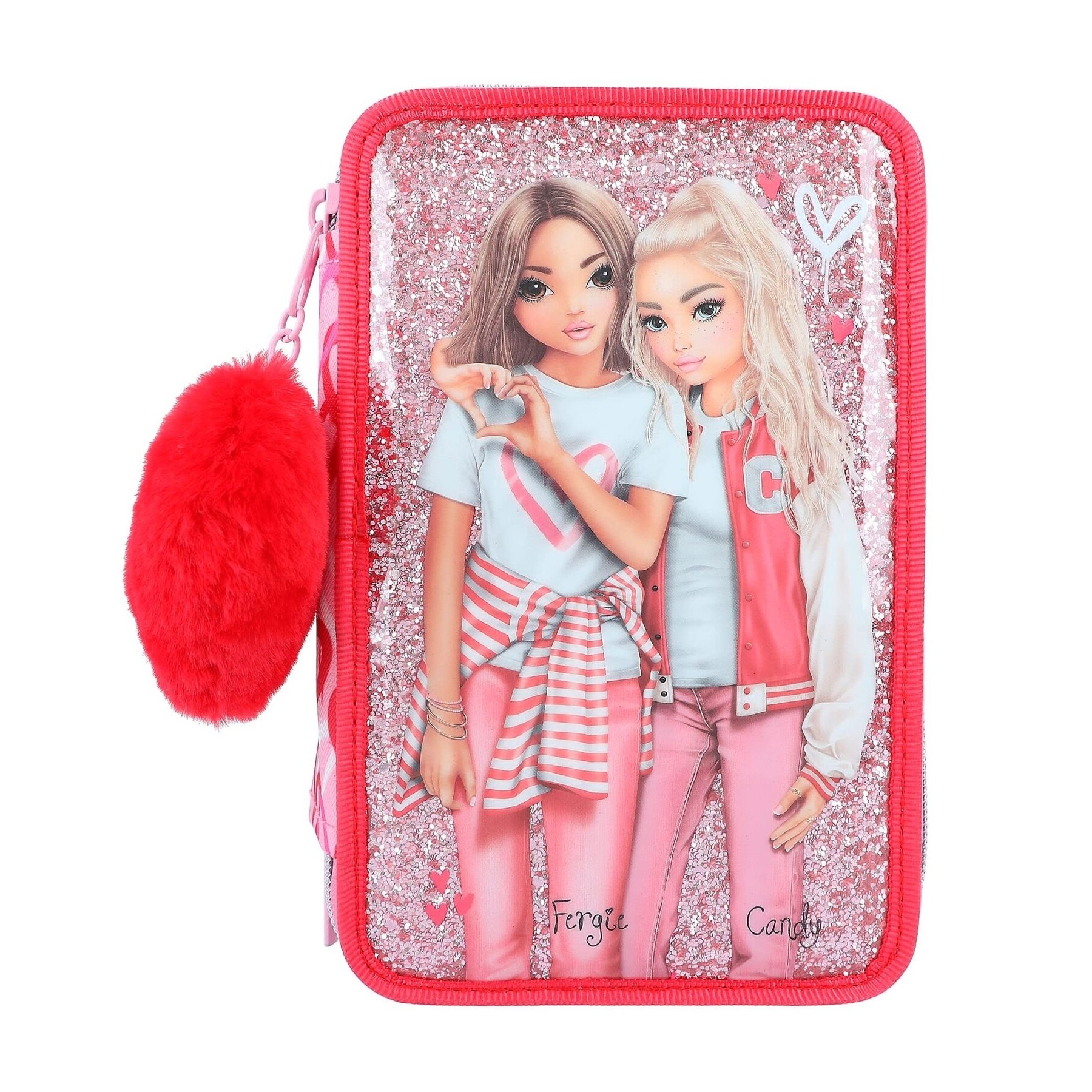 TOPModel - Trippel Pencilcase with plush heart - ONE LOVE - (0412230)