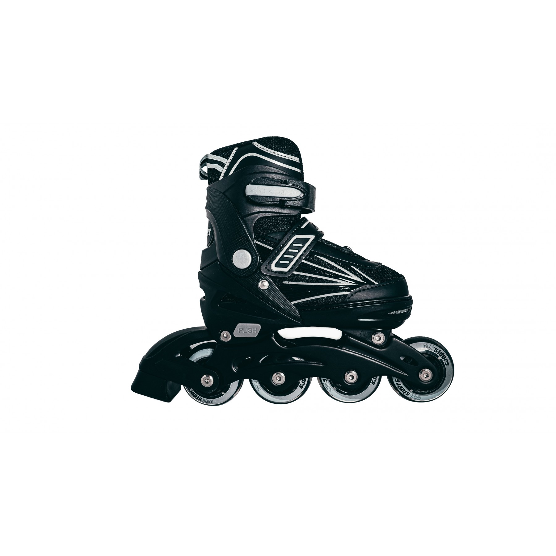 Outsiders - Adjustable Kids Inline Rollerblades - Black/Grey (size: 31-34)