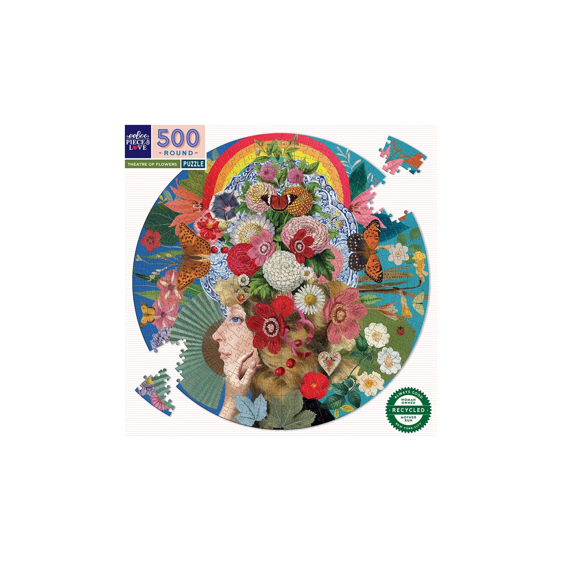 eeBoo - Round Puzzle 500 pcs - Theatre of Flowers - (EPZFTFL