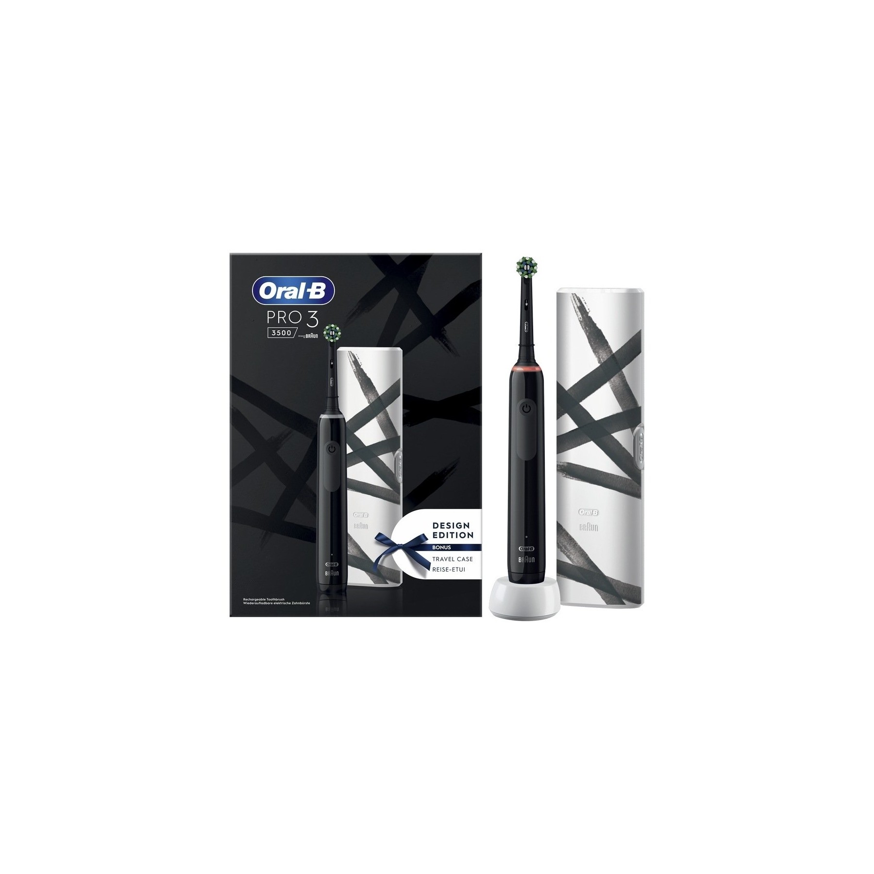 Oral-B - Pro3 3500-  Electric Toothbrush  -Black Gift Pack ( Travel Case Included )
