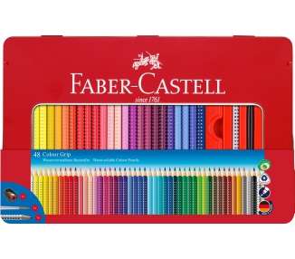 Faber-Castell, Lápices De Colores, Lata De Metal Con Accesorios, 48 Piezas (112448)