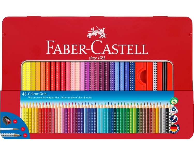 Faber-Castell, Lápices De Colores, Lata De Metal Con Accesorios, 48 Piezas (112448)