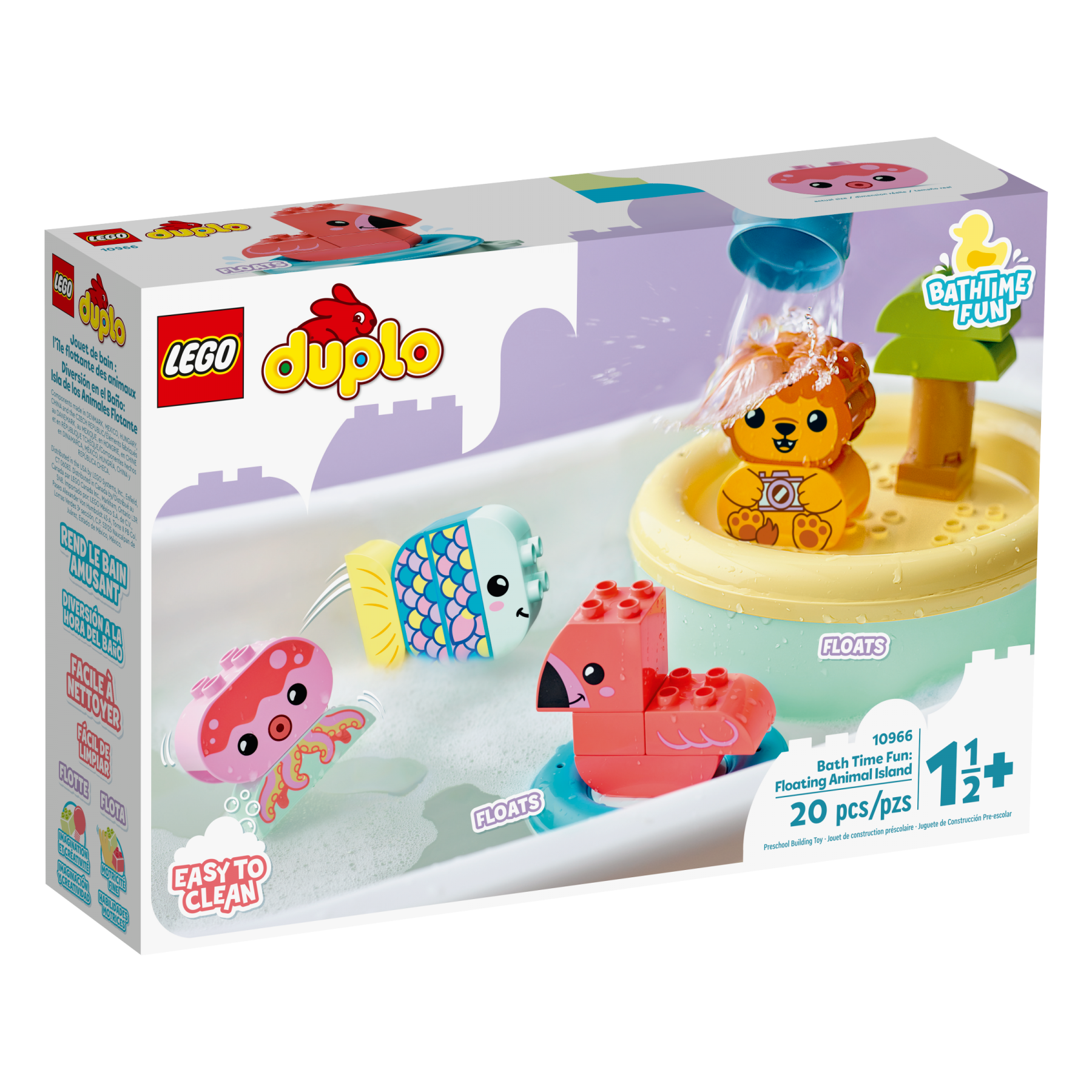 LEGO Duplo, Diversión en el baño, Isla flotante de animales (10966)