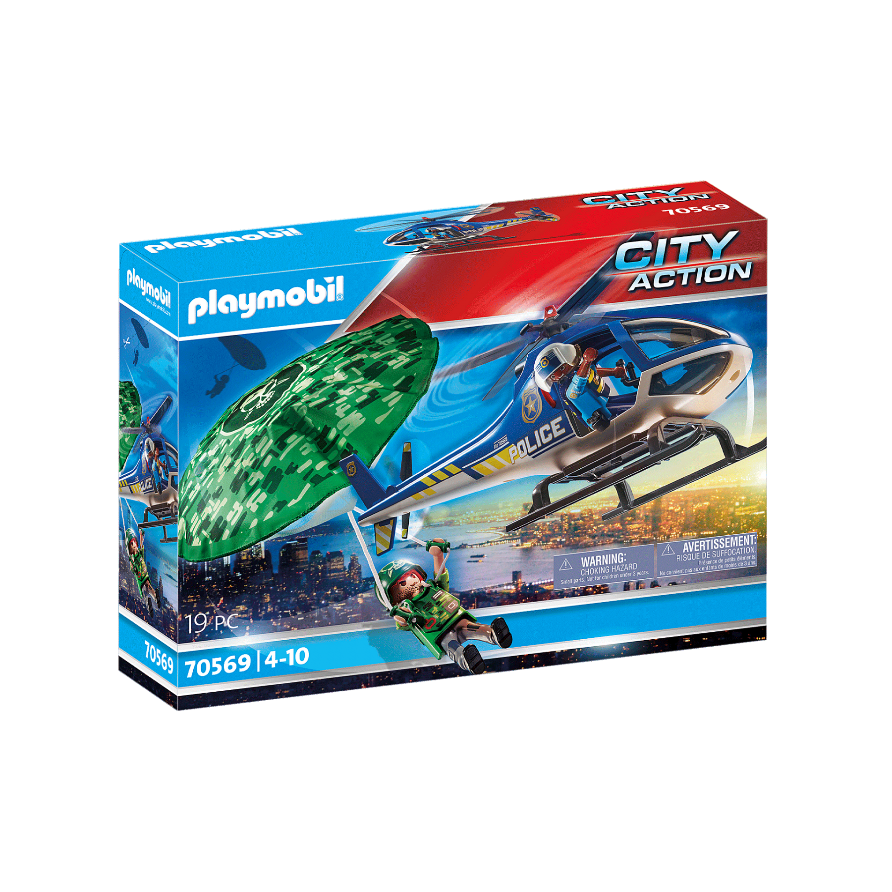 Playmobil - Police helicopter - Parachute pursuit (70569)