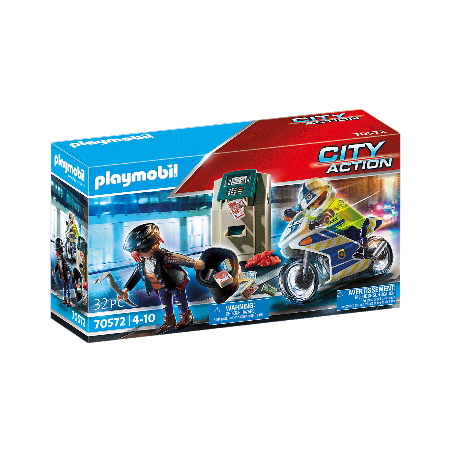 Playmobil - Police motorcycle: pursuit of the money robber (70572)