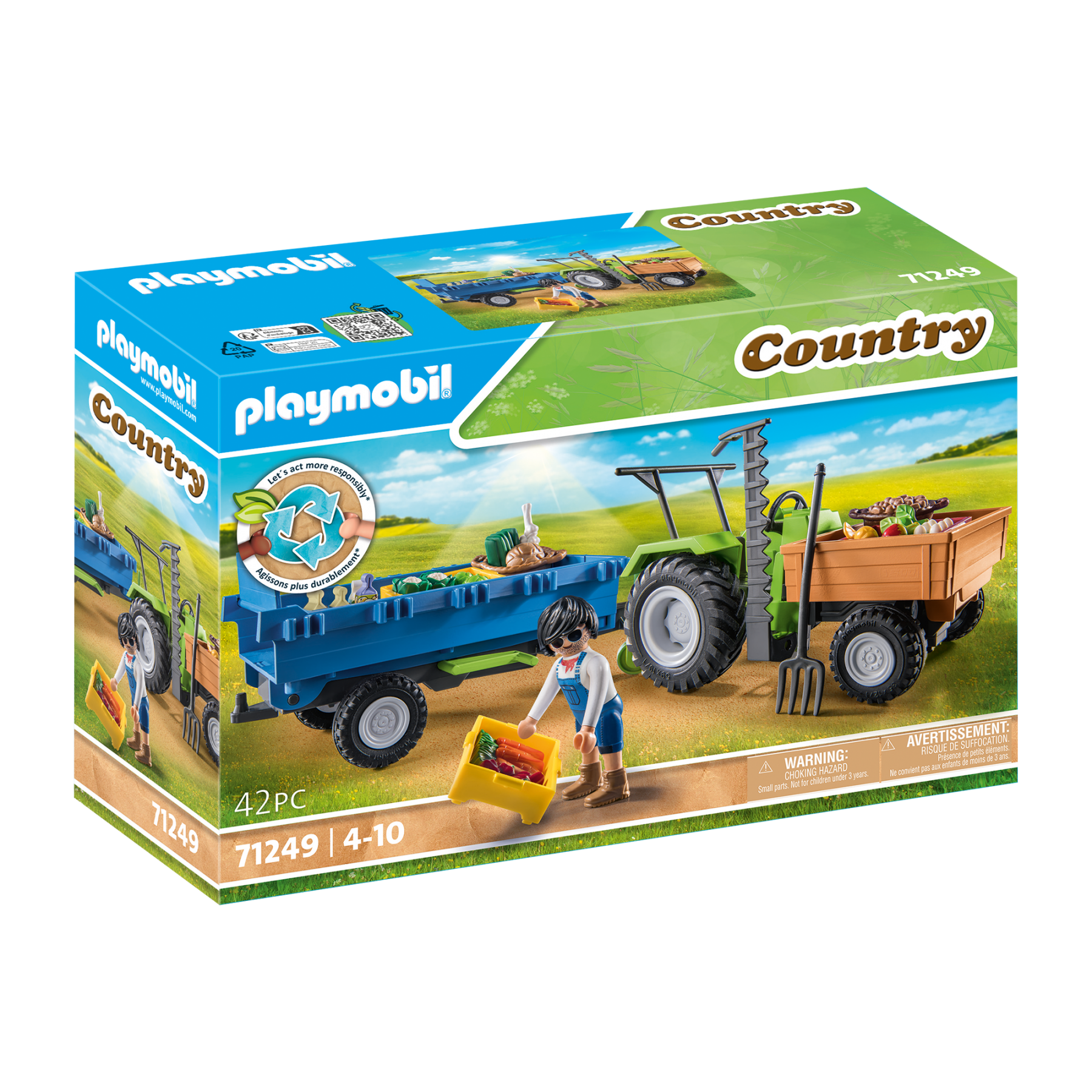 Playmobil - Tractor with trailer (71249)