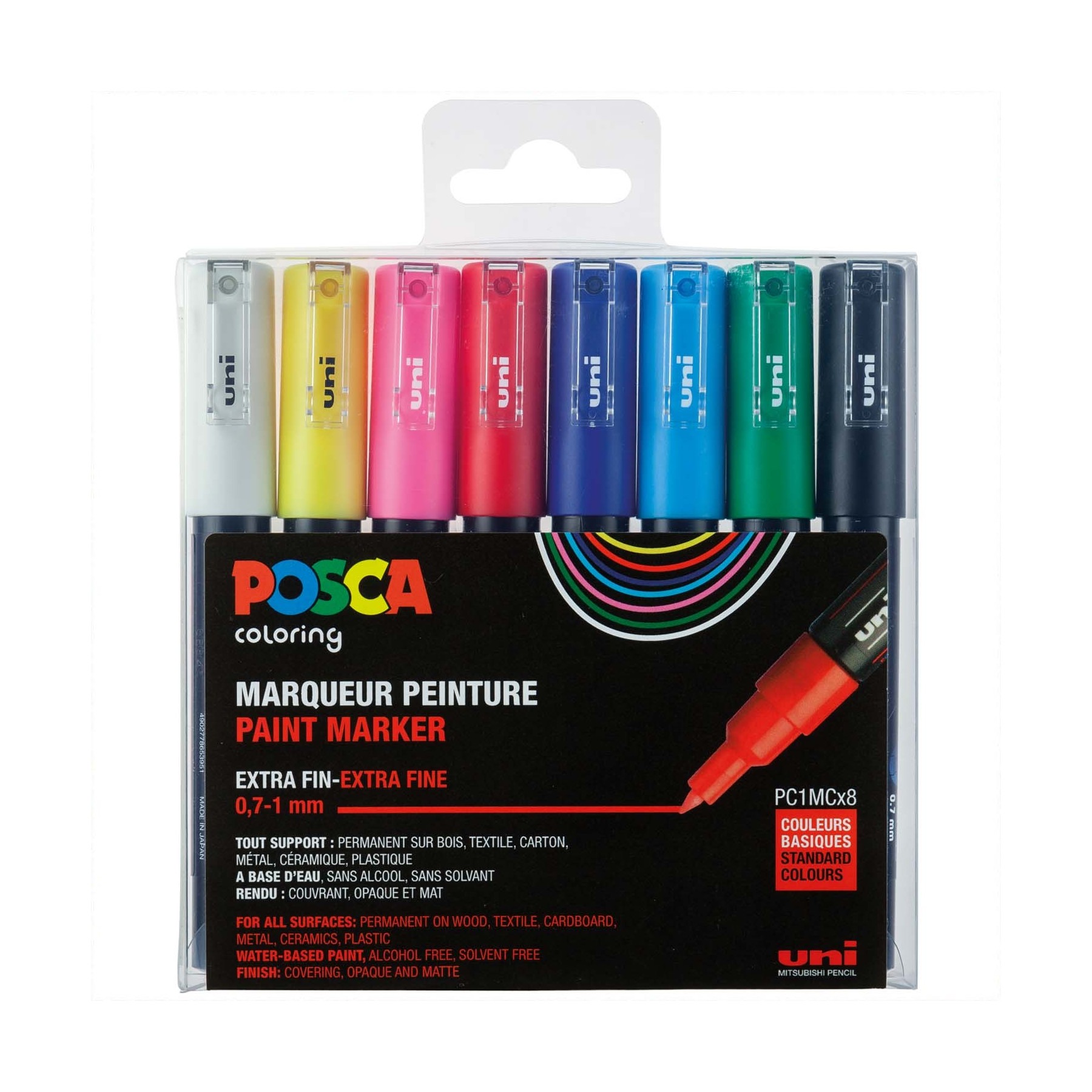 Posca - PC1MC - Extra Fine Tip Pen, 8 pc
