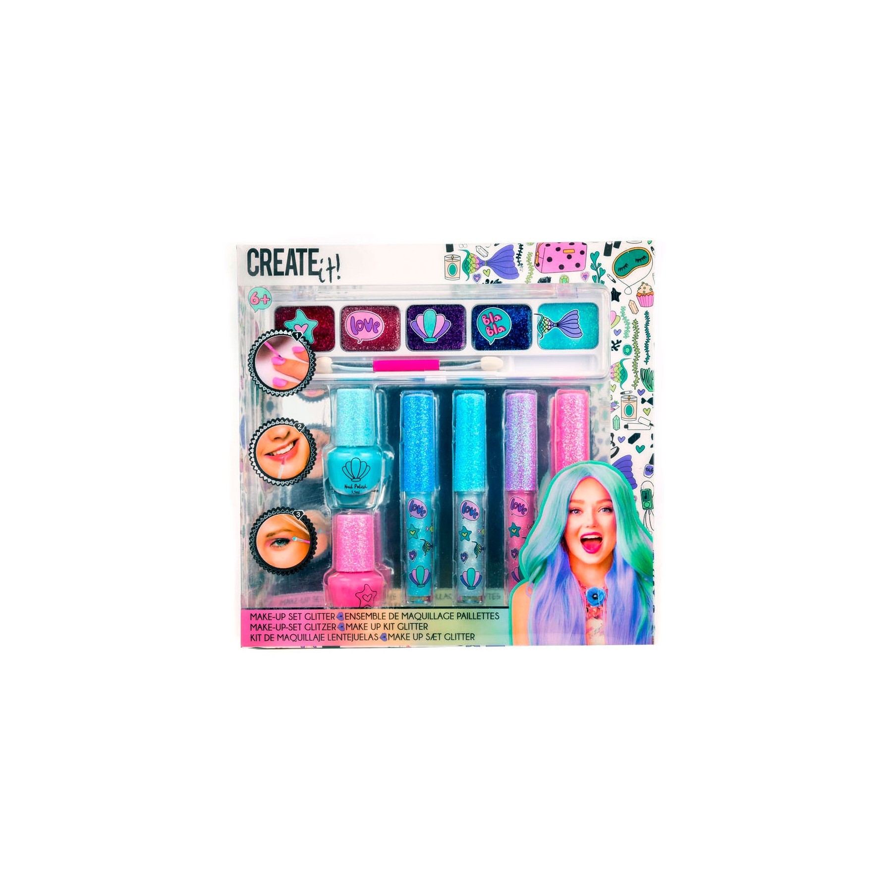 ¡Crealo!, Set De Maquillaje, Sirena Brillante 7 Pk. (84141)
