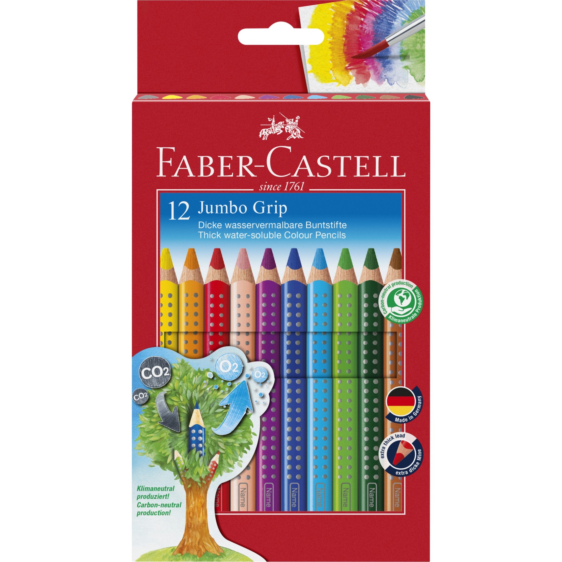 Faber-Castell, Lápiz De Color Jumbo Grip De 12 Piezas (110912)