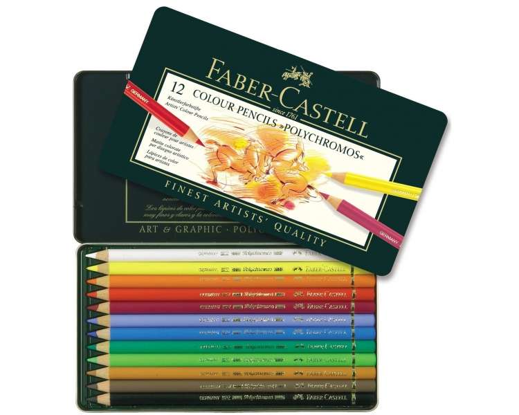 Faber-Castell, Lápices De Colores Polychromos En Estuche De 12.