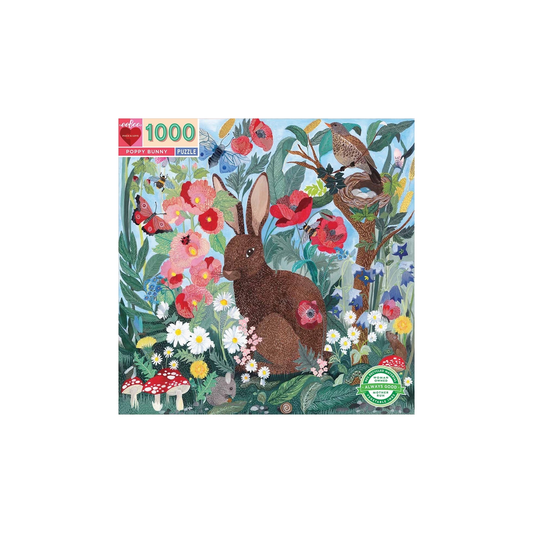 eeBoo - Puzzle 1000 pcs - Poppy Bunny (EPZTPBY)