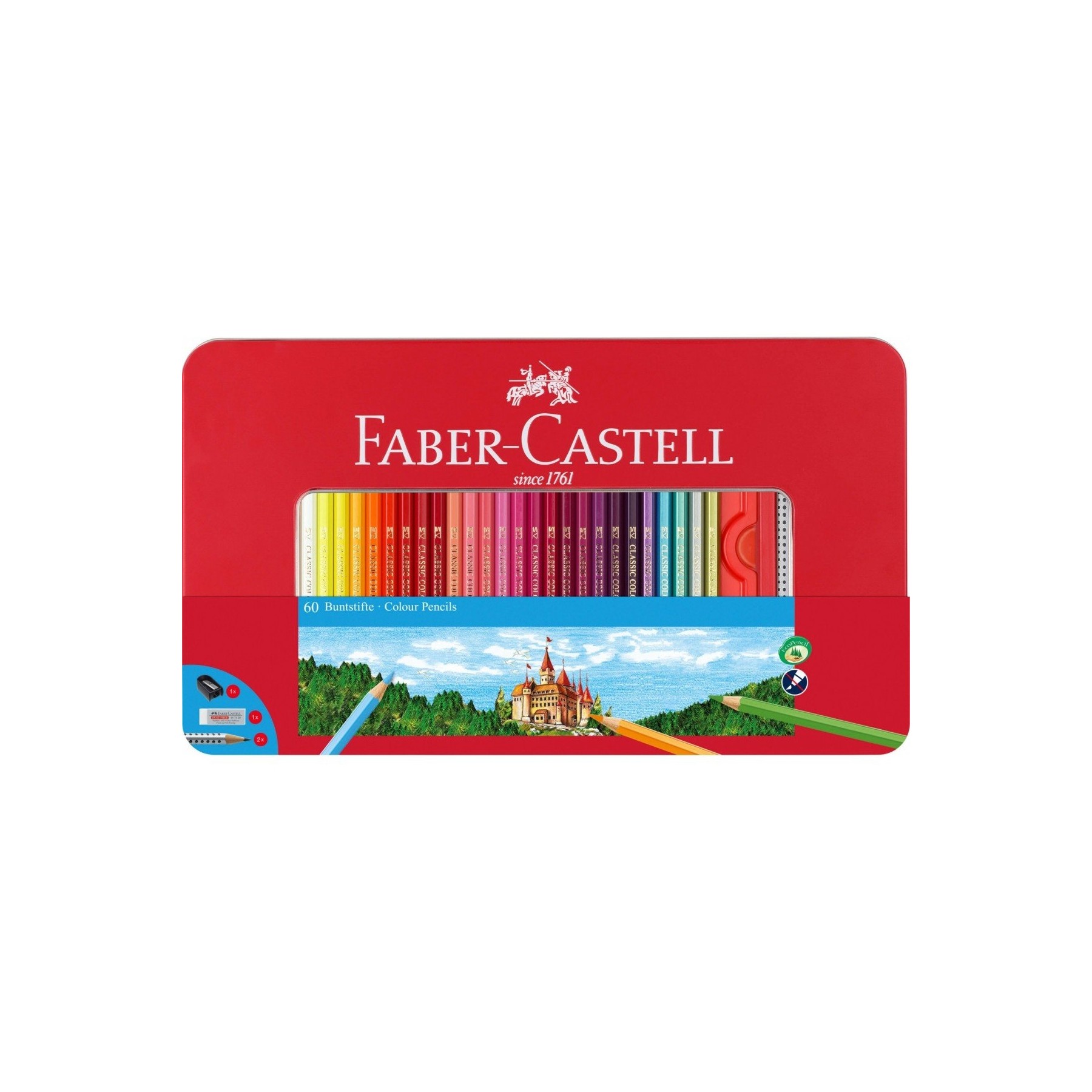 Faber-Castell - Hexagonal Colour pencils tin of 60 (115894)