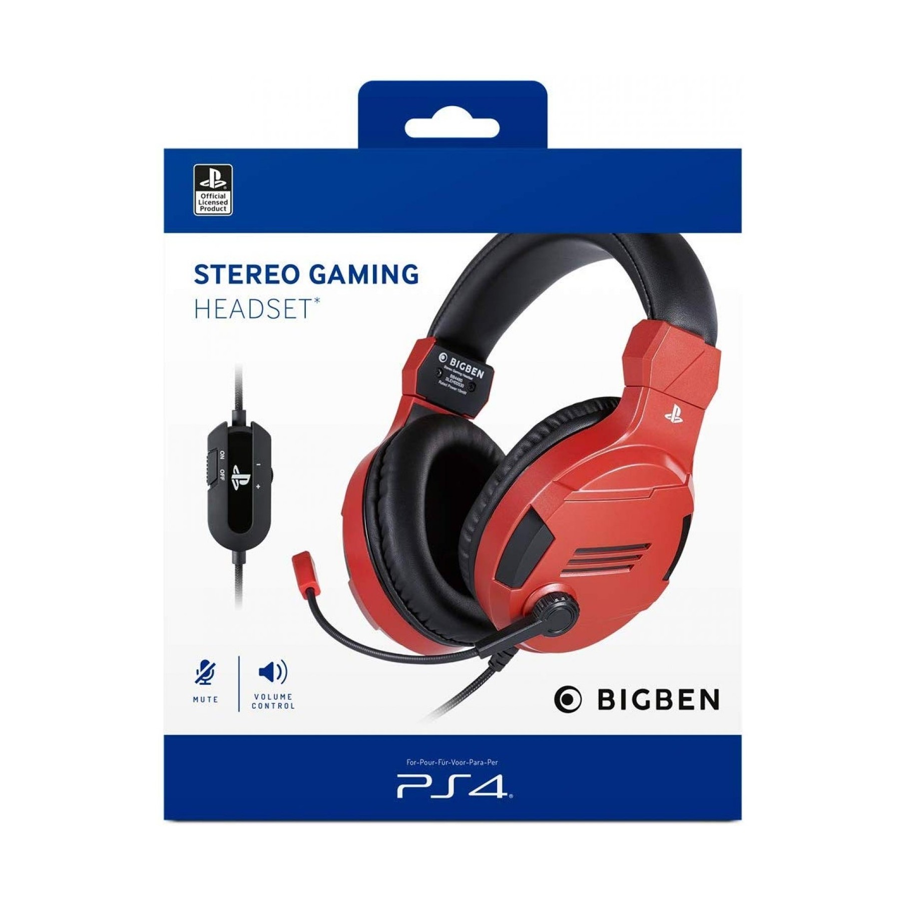 Playstation 4 HW Bigben Stereo Gaming Headset v3 (Red)