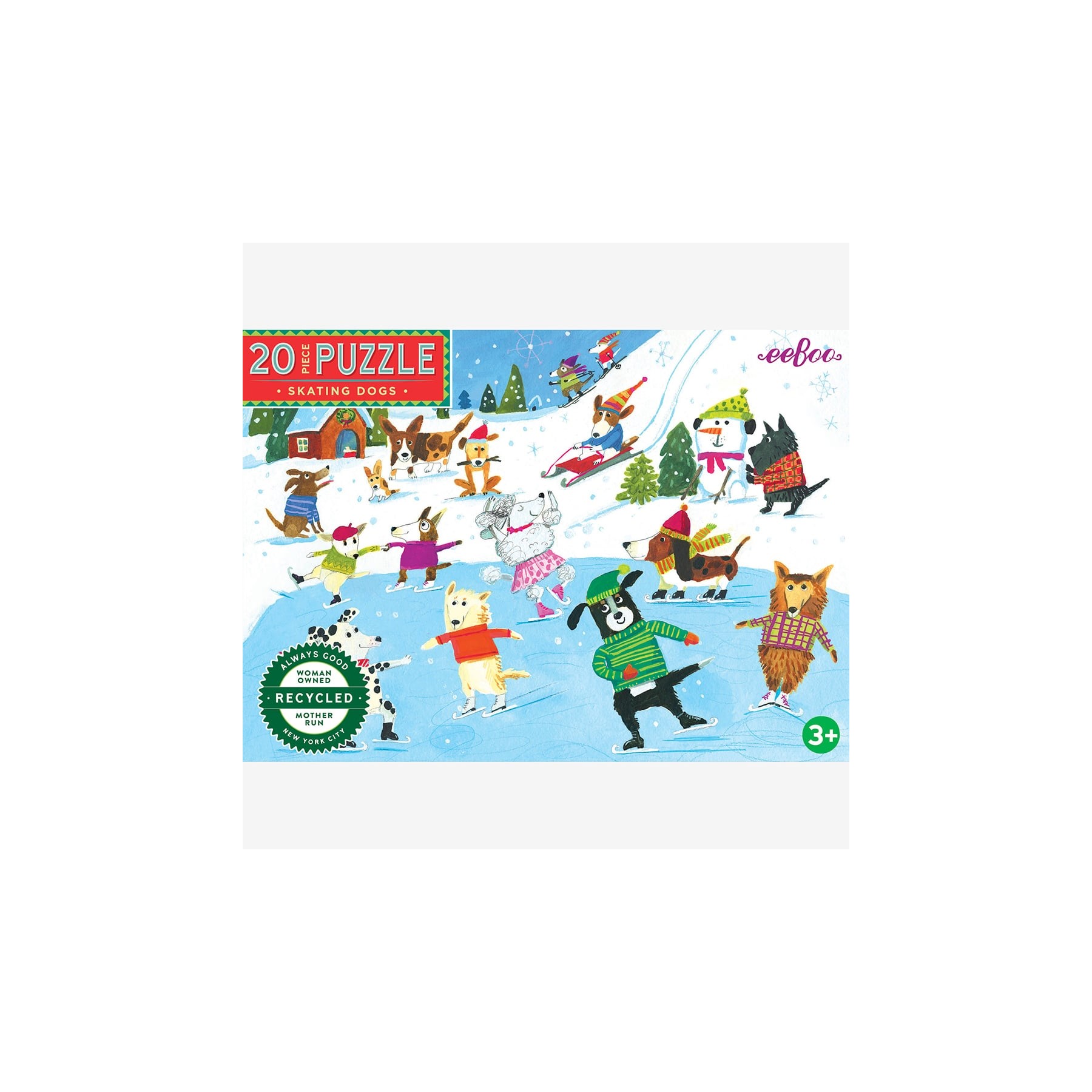 eeBoo - Puzzle 20 pcs - Skating Dogs - (EPZDOG