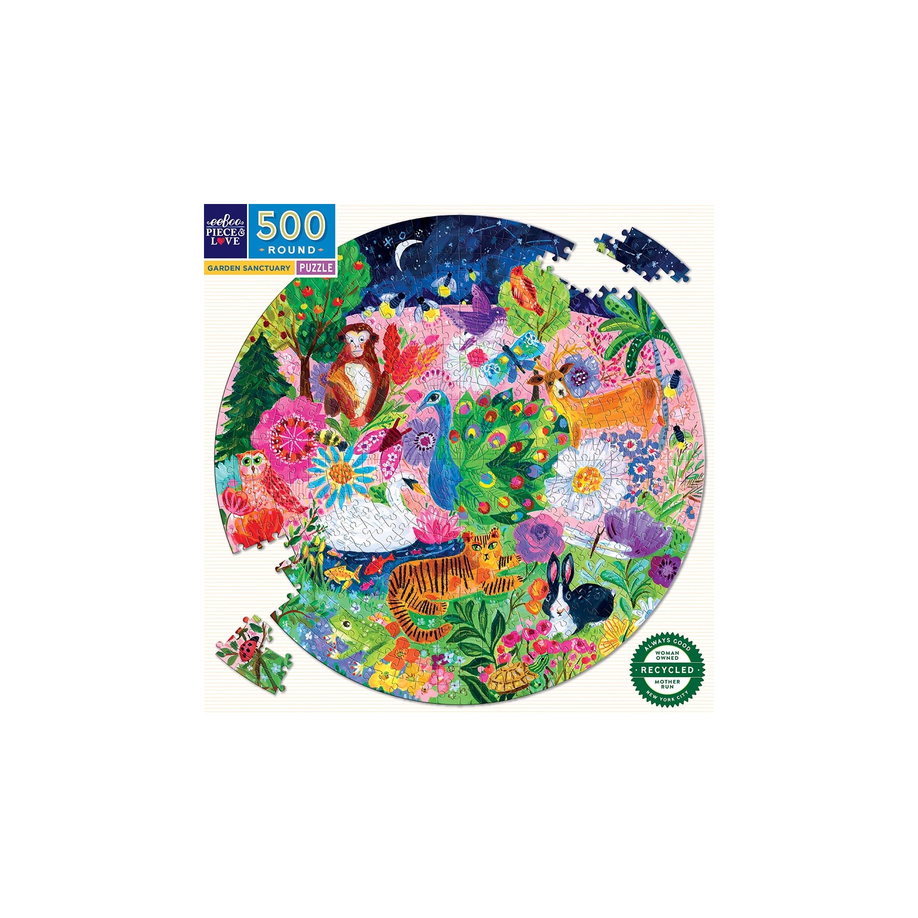 eeBoo - Round Puzzle 500 pcs - Garden Sanctuary - (EPZFGSA