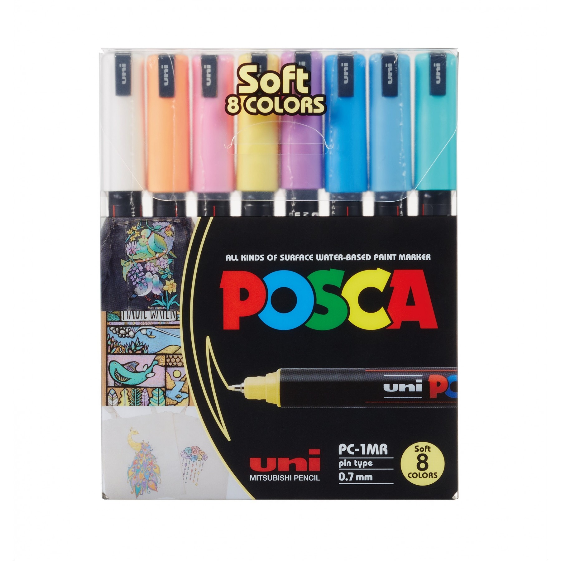 Posca - PC1MR - Extra Fine Tip Pen - Soft Colors, 8 pc