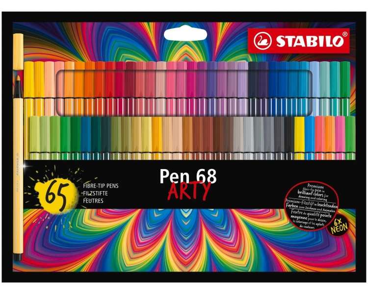 STABILO - Pen 68 ARTY, cardboard wallet of 65 colors