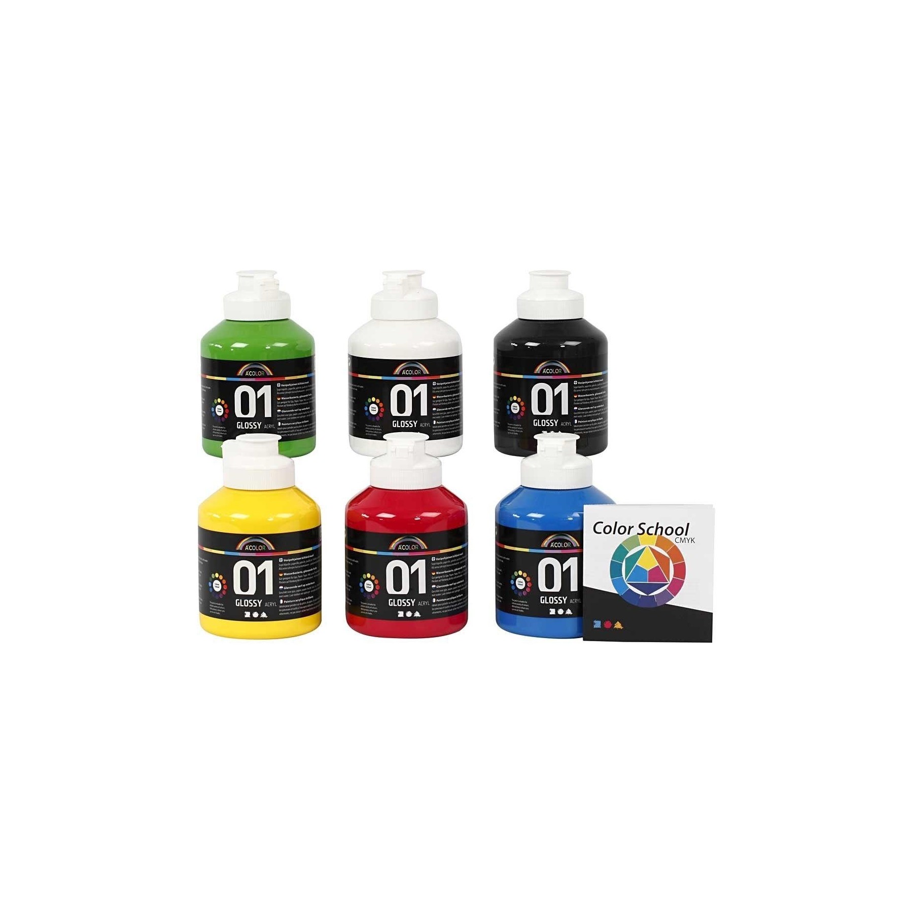 A-Color - Acrylic Paint - Glossy - 6 x 500 ml (32032)