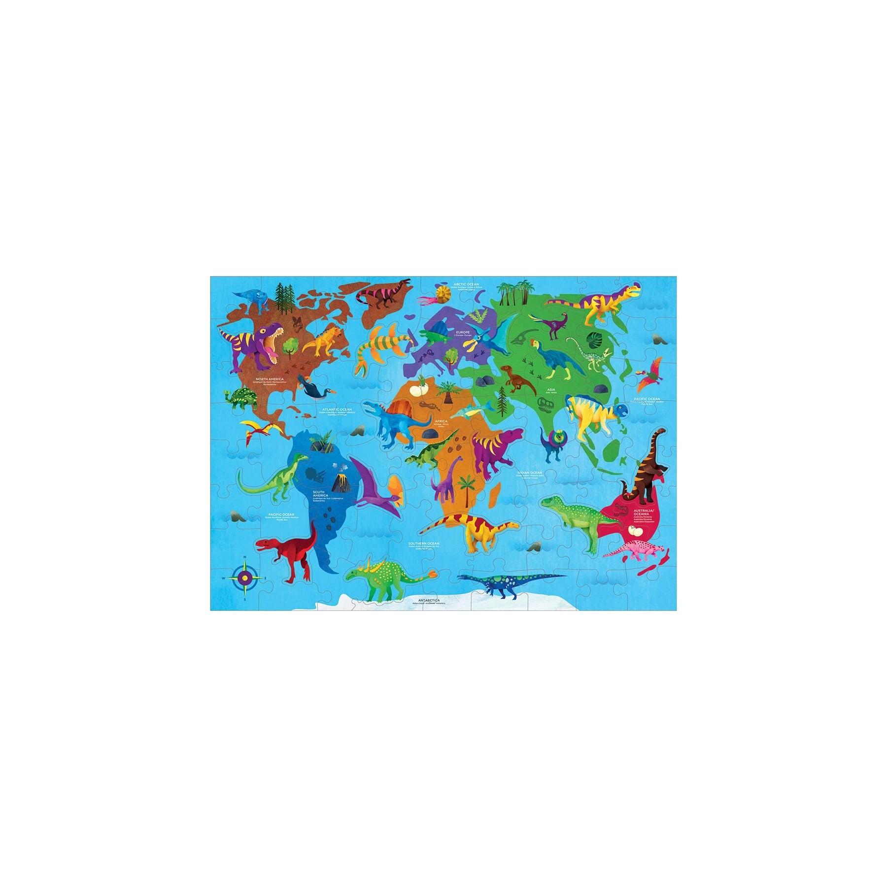 Mudpuppy - Puzzle 80 pcs - Dinosaur World Map - (M67906)