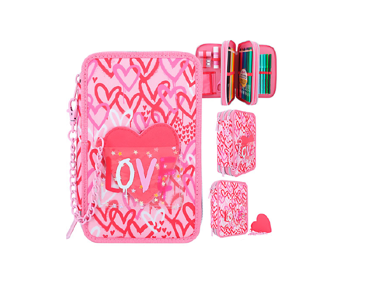 TOPModel - Trippel Pencilcase with heart - ONE LOVE - (0412258)