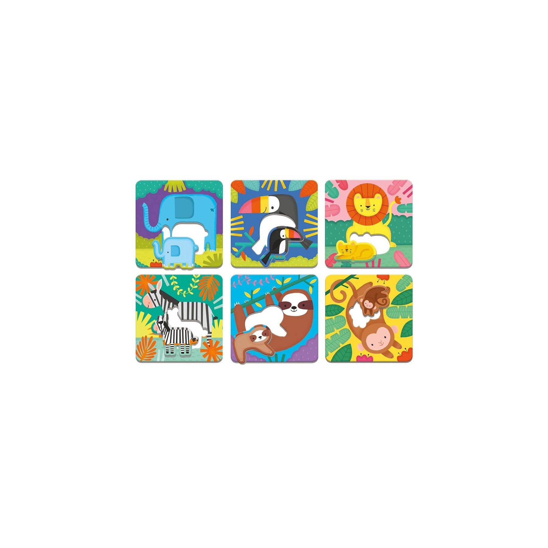 Mudpuppy - Puzzle - Jungle Babies I Love You Match-Up - (M63618)