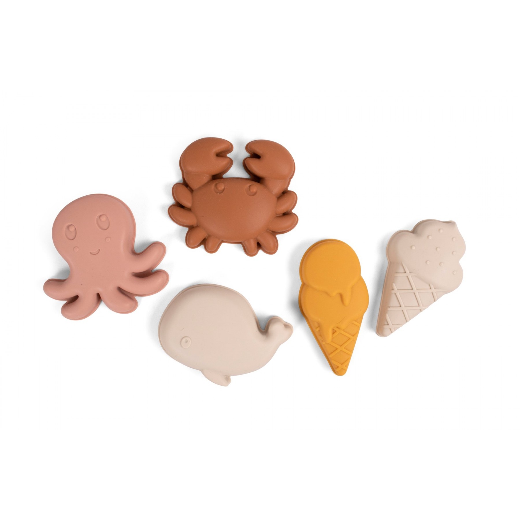 Filibabba - Silicone sand toys 5 pieces  - warm colors