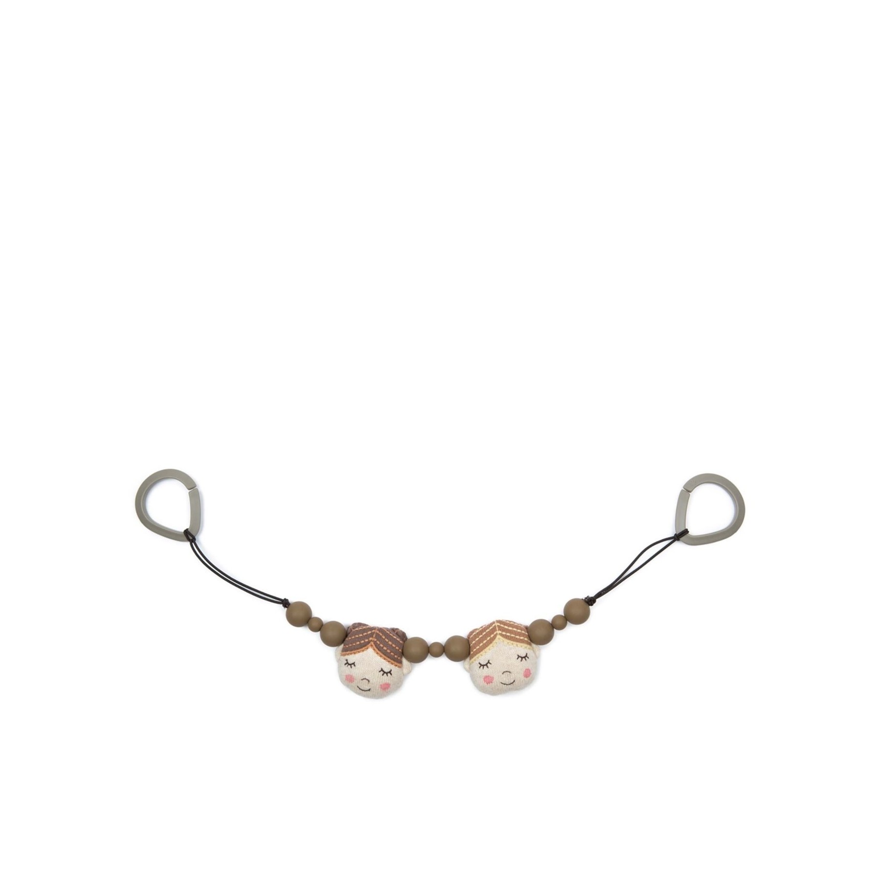 Pequeñeces - Cadena para cochecito de muñecas tejidas en color azúcar moreno.