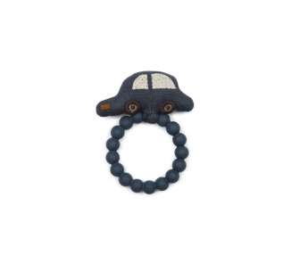Smallstuff - Rattle Rubber Ring Car Dark Denim