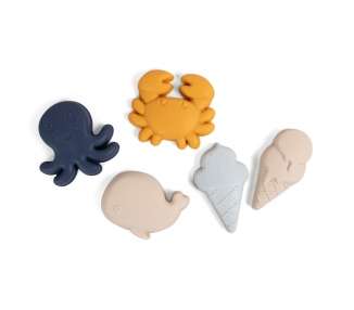 Filibabba - Silicone sand toys 5 pieces  - cold colors